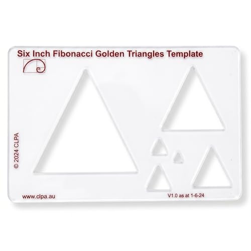 Fibonacci 6" Triangle Drawing Template, Golden Ratio Stencil | Australian Designed and Made; Geometric Stencil for Art; Drafting and Quilting; PETG - style: 6" Triangle