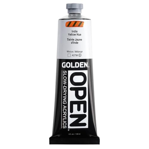 GOLDEN OPEN Slow-Drying Acrylics, India Yellow Hue, 5 fl oz. tube, Professional Acrylic Paint, Transparent - color: India Yellow Hue, size: 5 Fl Oz (Pack of 1)