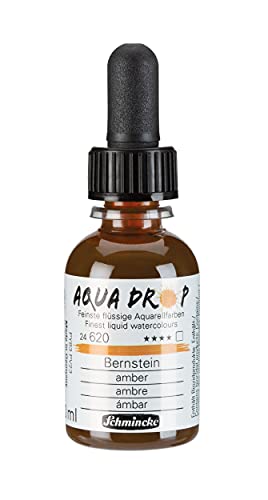 Schmincke - AQUA DROP, liquid, pigment-based watercolorcolour, amber in 30 ml pipette bottle, 24620034, for watercolorpainting, urban sketching, calligraphy, handlettering, lightfast - color: 620 Amber
