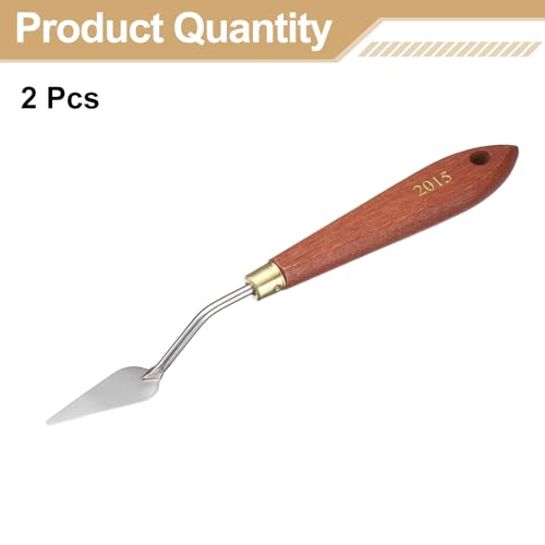 HARFINGTON 2pcs Palette Knife Painting Tool 1.57" x 0.67" Stainless Steel Teardrop Blade 6.3" Length Spatula Painting Pallet Knives with Hole Beech Wood Handle for Acrylic Canvas, Red/Silver - size: 6.3" x 0.67" x 1.57"