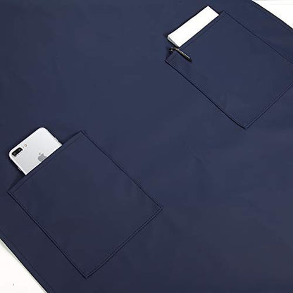 Waterproof Rubber Vinyl Apron W/ 2 Pockets - Lab Apron for DishWashing,Grooming - color: Blue
