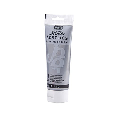 Pebeo - Acrylic Fine Studio Acrylics - Silver - Silver 100ml/3.38oz - color: Iridescent Silver, size: 3.38 Ounce (Pack of 1), style: Acrylics Color