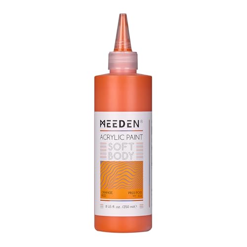 MEEDEN Orange Red Acrylic Paint: Matte Finish 250ml/8.45oz Soft Body | Bulk Acrylic Colors in Ergonomic Bottle - Fluid Flow Art Paints for Artists Canvas Painting - color: Orange Red
