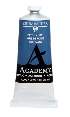 Grumbacher 90-ml Metal Tube Academy Acrylic Paint, Gloss, Payne's Gray - color: Payne's Gray, size: 3 Fl Oz (Pack of 1)