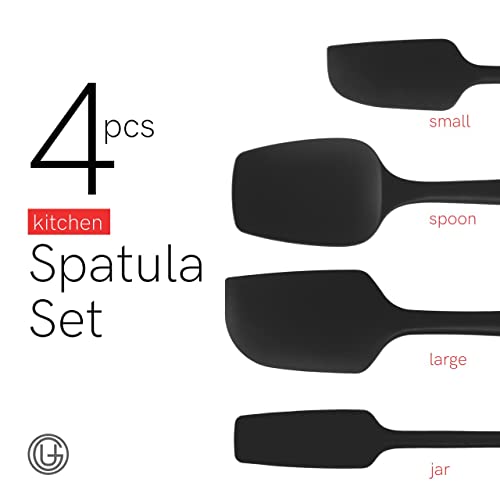 UpGood Silicone Spatula Set 600°F - High Heat Resistant Nonstick, Small and Large Kitchen Spatulas - Flexible BPA Free Professional Grade Cookware - Utensils for Cooking, Baking, Mixing(4 Pcs, Black) - color: Black, size: 4 Piece Set