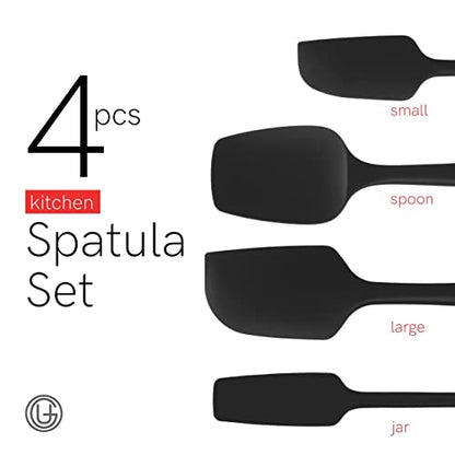 UpGood Silicone Spatula Set 600°F - High Heat Resistant Nonstick, Small and Large Kitchen Spatulas - Flexible BPA Free Professional Grade Cookware - Utensils for Cooking, Baking, Mixing(4 Pcs, Black) - color: Black, size: 4 Piece Set