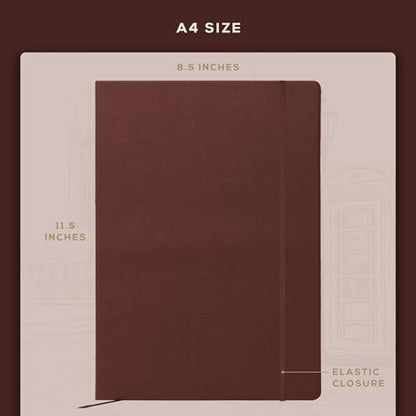 Beechmore Books A4 8.5x11 Mixed Media Sketchbook 160 GSM/98LB with Gift Box - color: Chestnut Brown, size: A4 - 8.5" x 11.5" Large