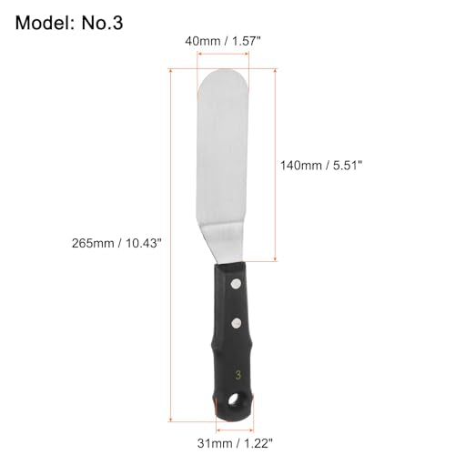 HARFINGTON No.3 Painting Palette Knife Stainless Steel Round Spatula Pallet Knife with Wood Handle for Oil Acrylic Paint Canvas Color Mixing Spreading