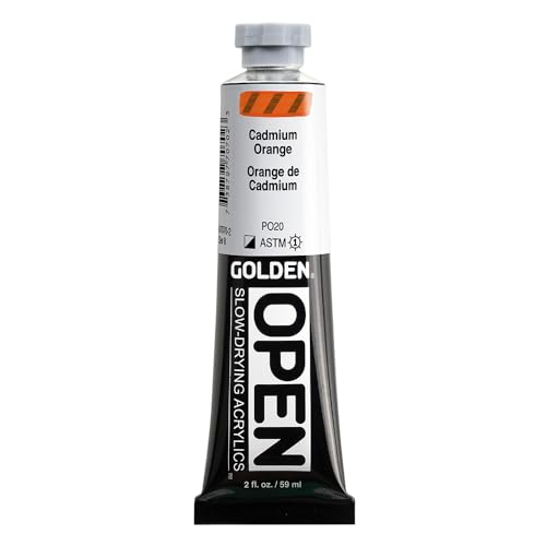 GOLDEN OPEN Slow-Drying Acrylics, Cadmium Orange, 2 fl. oz. Tube - color: Cadmium Orange, size: 2 Fl Oz (Pack of 1)