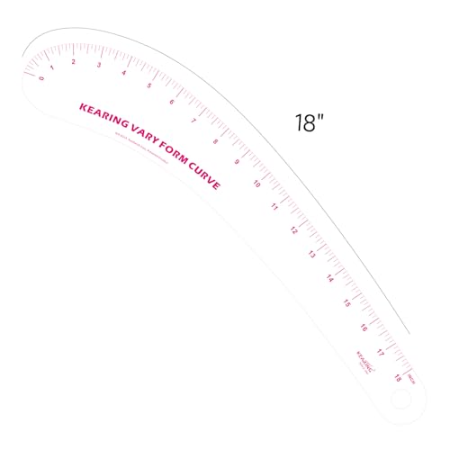 18" French Curve Ruler - Clear Plastic Sewing Pattern Making Tool | Transparent 18" plastic french curve with sandwich line scale. Smooth grading template for fashion sewing quilting - style: 6218(18")