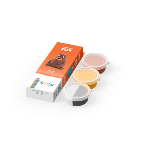 HEY CLAY Forest Animals - Claymate Bear - Air Dry Clay Kit 3 cans and Sculpting Tools with Fun Interactive Instructions App - color: Bear