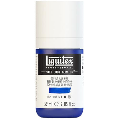 Liquitex Soft Body Acrylic Paint, 2-oz Bottle, Cobalt Blue Hue | Low Viscosity, Highly Pigmented, Satin Finish, Retains Subtle Brush Strokes, Great Surface Coverage, Highly Versatile - color: Cobalt Blue Hue, style: 2-oz Bottle