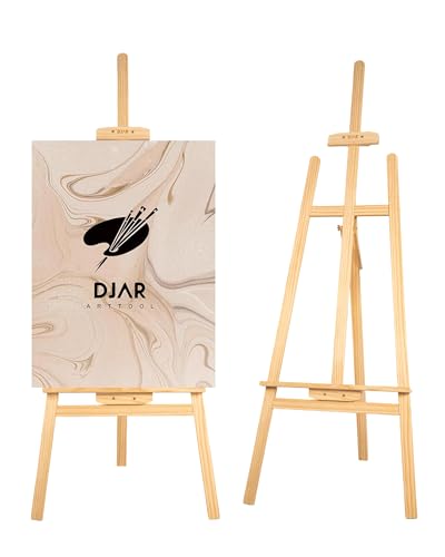 DJAR Wooden A-Frame Art Easel Stand for Painting, Signs & Posters | Holds Canvas up to 41.7", 0-20°Angle Adjustment, Drawing & Art Display, Folding Design, Ideal for Students, Adults, Beginners