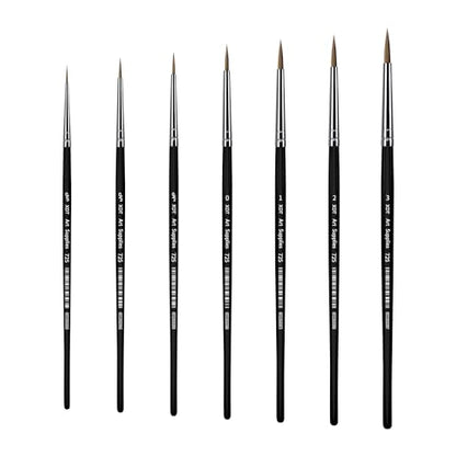 XDT#725 Fine Detail Brushes 7pcs Set, Detail Paint Brushes for Acrylic, Oil, Watercolor, Miniature Art, Body, Face, Craft Painting - size: 7Pcs #00000/#000/#00/#0/#1/#2/#3