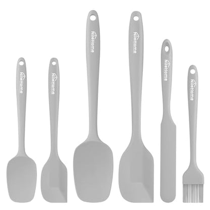 NileHome 6 Pieces Silicone Spatula Set with Silicone Brush,Mixing-Grey - color: Gray