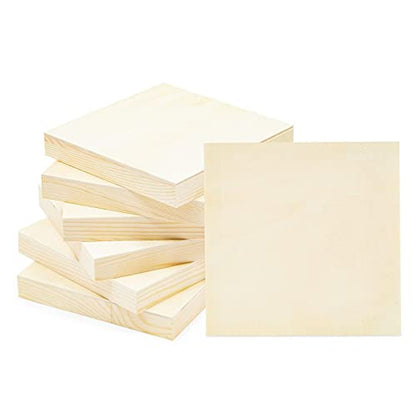 Bright Creations Wood Panels for Painting - 6 Pack, 6x6 in - Unfinished Square Wood Panels for Art & Craft Supplies - Smooth Pine Cradle Canvas Boards - size: 6x6 inch