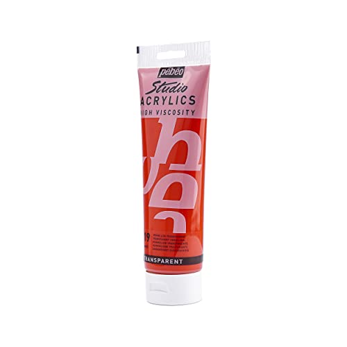 Pebeo Studio Acrylics High Viscosity, Fine Acrylic, 250 ml - Transparent Vermilion - color: Transparent Vermilion