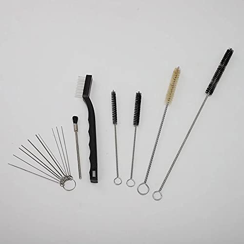 DECFLO 17 PCS Paint Spray Gun Cleaning Maintenance Brush Kit - Wire Lubricant Cleaner w/Nylon Mini Brushes and Needles for Tattoo Equipment，HVLP Airbrush Nozzles