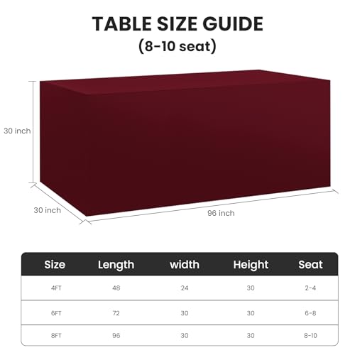 Ascoza 2 Pack Fitted Tablecloth for 8 Foot Rectangle 96 x 30 Inch Burgundy Table Covers Water Resistant Polyester Cloth for Folding, Parties,Display, Trade Show (Burgundy) - color: Burgundy, size: 8FT