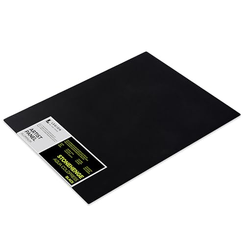 Legion Artist Panel, 1/8" Composite Brushed Aluminum with Stonehenge Aqua Coldpress Black, 100% Cotton, 140lb Paper, 16 x x20 inches for Wet Media - size: 16 x 20