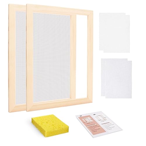 Worown A4 Wooden Paper Making Screen Kit, Paper Making Frames, Mould and Deckle for DIY Crafts (12 x 8 Inch) - size: A4