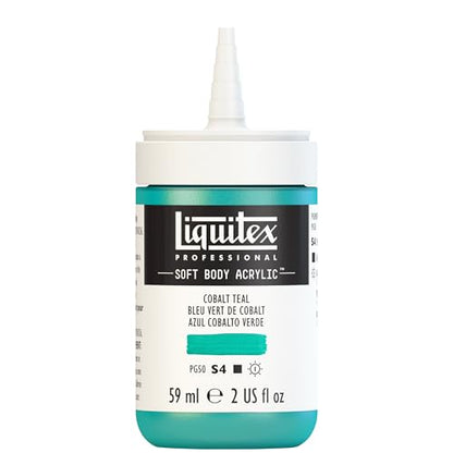 Liquitex Soft Body Acrylic Paint, 2-oz Bottle, Cobalt Teal | Low Viscosity, Highly Pigmented, Satin Finish, Retains Subtle Brush Strokes, Great Surface Coverage, Highly Versatile - color: Cobalt Teal, style: 2-oz Bottle