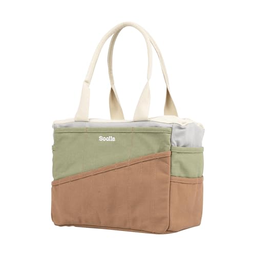 Soolla Studio Bag: Art Supply Storage Organizer & Pottery Tool Bag, Washable Tote, Yarn Bag, Crochet, 30 Pockets, 15+ Colors - color: Good Earth