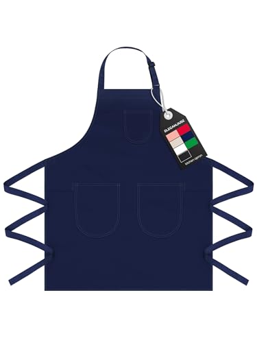 Unisex Apron with Pockets for Cooking, Salon & Art - 100% Cotton Adult Kitchen, Chef, Stylist Apron (Blue) - color: Blue