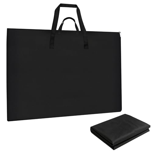 ZKOO Light Weight Art Portfolio Bag, 36 x 48 Extra Large Art Portfolio Case Light Weight Waterproof Poster, Studio Collection Tote for Artwork, Poster, Sketch Drawing, Canvas (36"*48"-Black) - size: 36"*48"-Black