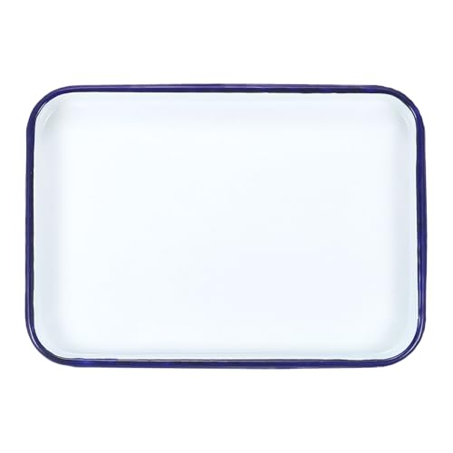 HARFINGTON Butcher Tray Palette 10" x 7.1" Metal Triple Enamel Coated Rectangular Serving Tray Art Supply Holder for Art Painting Color Mixing - size: 10" x 7.1"