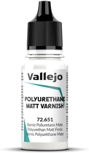 Vallejo - Polyurethane Varnish | Matt Finish 18 ml. (0.6 fl.oz.) | Extraordinary Hardness & Permanence | Create a Perfect Clear Coat | Scratch Resistant for Outdoor and Indoor Surfaces - style: Matt 18 ml. (0.6 fl.oz.)