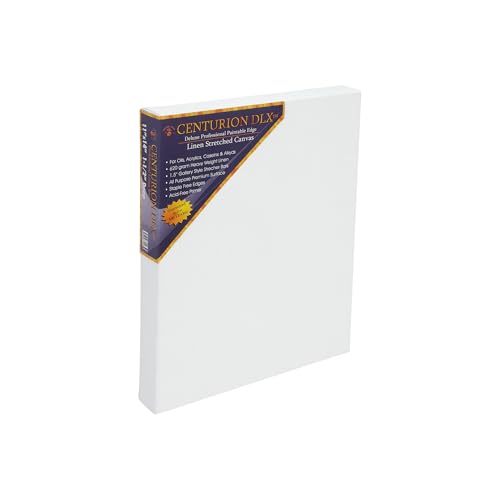 Centurion Deluxe Pre-Primed Linen Canvases, 1.5" Deep - 11"x14", 3 Pack | Professional Acrylic Primed Pre-Stretched Canvases, 11oz Linen - Kiln-Dried Stretchers, Back Stapled, Museum Archival Quality - size: 11"x14"