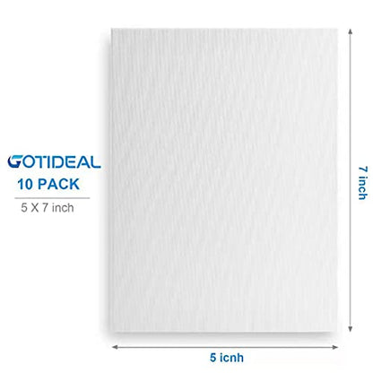 GOTIDEAL Stretched Canvas, 5x7 Inch Set of 10, Primed White - color: White, size: 5"x7"