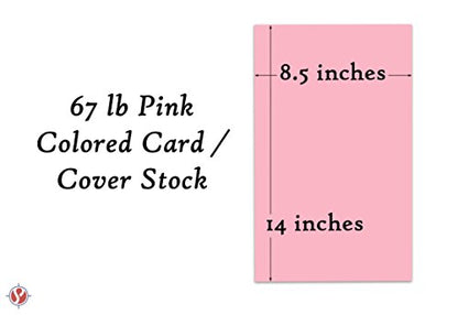 Pink Pastel Color Card Stock | 67Lb Cover Cardstock | 8.5" x 14" Inches | 50 Sheets Per Pack - color: Pink