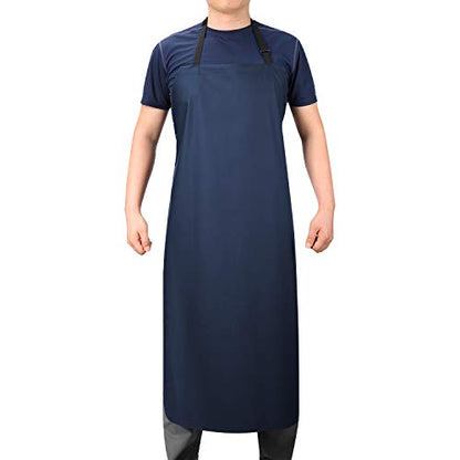 Waterproof PVC Apron, 41.5'' Long, Blue, Unisex Adult, Kitchen Cooking Work Apron - color: Blue-no Pocket