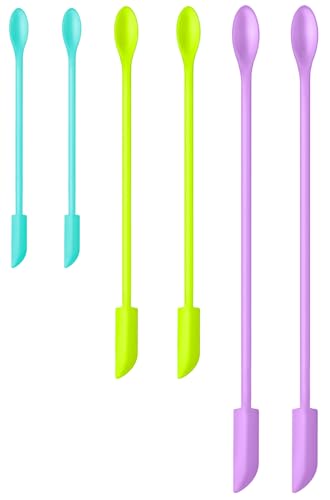 Silicone Spatula Set 6Pcs, Mini Jar Scraper for Makeup & Food | Mini spatulas reach every last drop in jars and bottles, reducing waste for food, cosmetics and personal care products. - color: Color #4