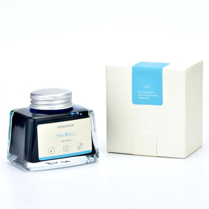 Hongdian Fountain Pen Bottled Ink Sky Blue Color, 60ml Non Carbon Inkwell Bottle, Artist Calligraphy Ink - color: Sky Blue