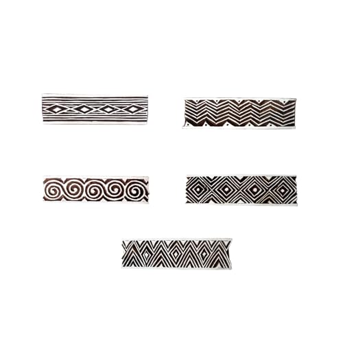 Oriental Designs Border and Geometric Wooden Block Stamps (Set of 5) Htag1157 - color: Htag1157