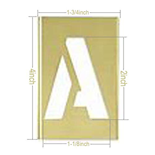 Deezio Brass Stencils Letters and Numbers 2 Inch Interlocking Letter Stencils - 46 Piece Set - size: 2inch(46piece)