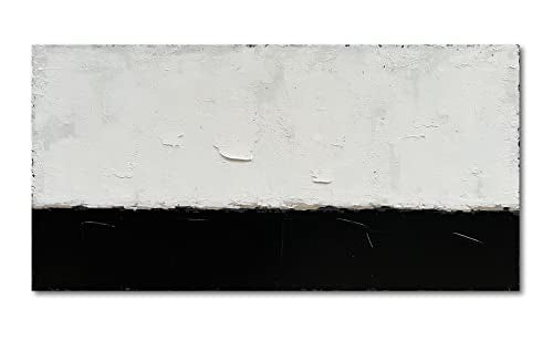 NANKAI Art Hand-painted Minimalist style oil painting, abstract black and white art, 24x48 inches. Contemporary home office wall decoration painting - color: NKHB027