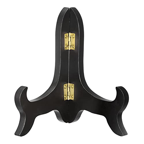 uxcell 5" Easel Plate Holder, Wooden Folding Display Stand Black for Decorative Picture Frame - color: Black, size: 5"