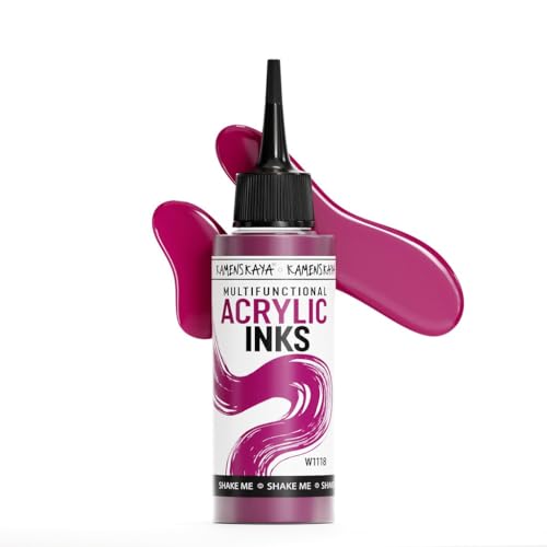 KAMENSKAYA Acrylic Inks for Artists - Magenta Acrylic Ink, 3.38 Fl Oz (100 ml) | Highly Concentrated, Multifunctional Liquid Acrylic Paint - color: Magenta