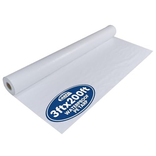 TARPAL 3x200 Feet White Tarp Roll 5mil Waterproof Poly Tarps Multipurpose | Tarp Cover Dustproof, Tear resistant for Decoration, Greenhouse, Painting, Home use - color: White Tarp Roll, size: 3x200 Feet Tarp Roll-Finished size