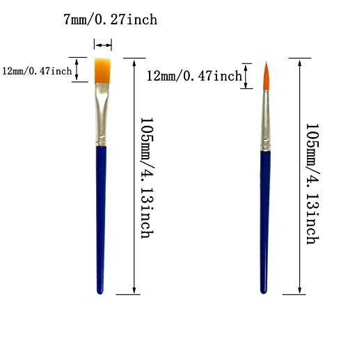 50 Pcs Small Paint Brushes for Kids, Teens, Short Handle Paint Brushes Bulk for Detail Painting (10.5cm (25 Flat + 25 Round))