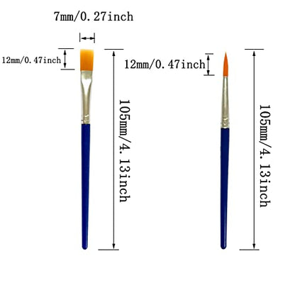 50 Pcs Small Paint Brushes for Kids, Teens, Short Handle Paint Brushes Bulk for Detail Painting (10.5cm (25 Flat + 25 Round))