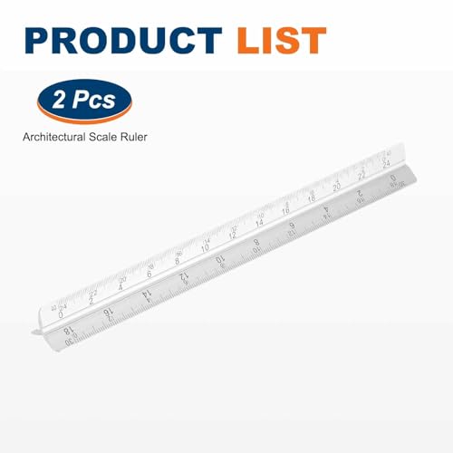 HARFINGTON 2 Pcs Architectural Scale Ruler, 7 Inch Standard Aluminum Alloy Architect Triangular Large Scale Laser-Etched Blueprint Drafting Ruler for Architects Engineers, Silver - color: Silver, size: 7 Inch