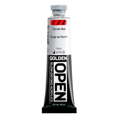 GOLDEN OPEN Slow-Drying Acrylics, Pyrrole Red, 2 fl. oz. Tube - color: Pyrrole Red, size: 2 Fl Oz (Pack of 1)