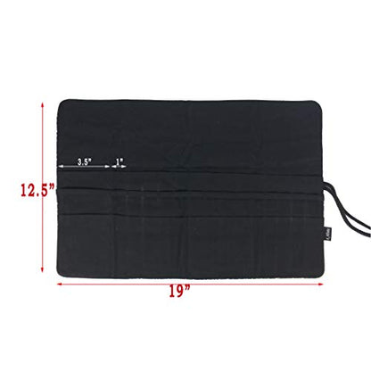 30 Pockets Artist Paint Brush Roll Up Bag Holder Canvas Pouch Case (Colorful Leaf) - color: Colorful Leaf