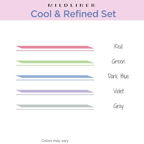 Zebra Pen MILDLINER No Bleed Highlighter, Cool and Refined, Dual Tip, 5-Pk - color: Cool and Refined A
