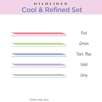 Zebra Pen MILDLINER No Bleed Highlighter, Cool and Refined, Dual Tip, 5-Pk - color: Cool and Refined A
